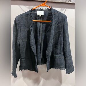 LOFT Black Frayed Edge Blazer